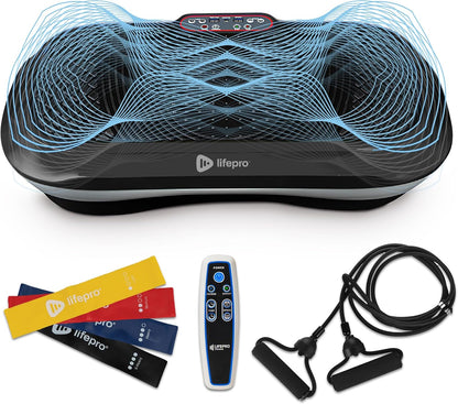 Waver Vibration Plate Exercise Machine for Lymphatic Drainage, Muscle Activation, Full-Body Workout Vibrating Platform with Loop Bands, Fitness Equipment for Strength Toning & Fat Loss