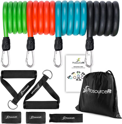 Tube Resistance Bands Set 2 - 20 LB with Attached Handles, Door Anchor and Exercise Guide Full-Body Exercises and Home Workouts