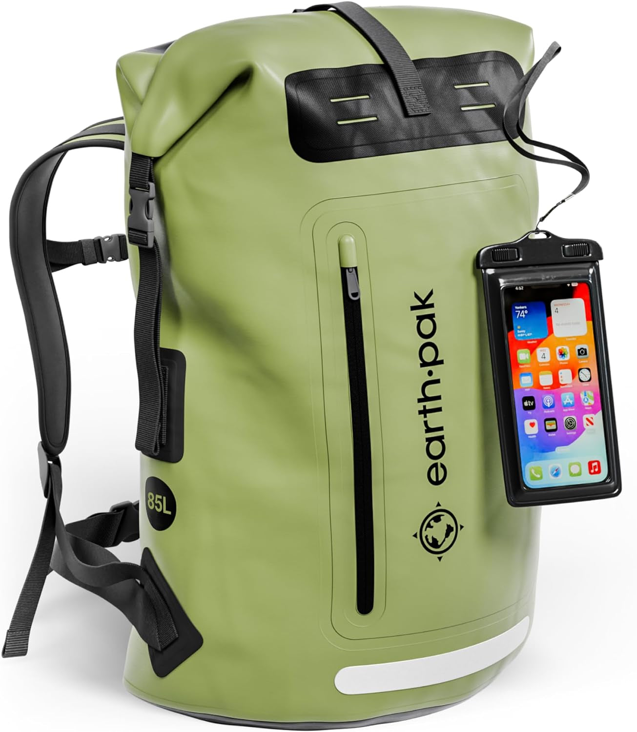 Waterproof Backpack - Heavy Duty Hiking Backpack - Roll-Top Closure Bag - Cushioned Dry Bag Waterproof Phone Case