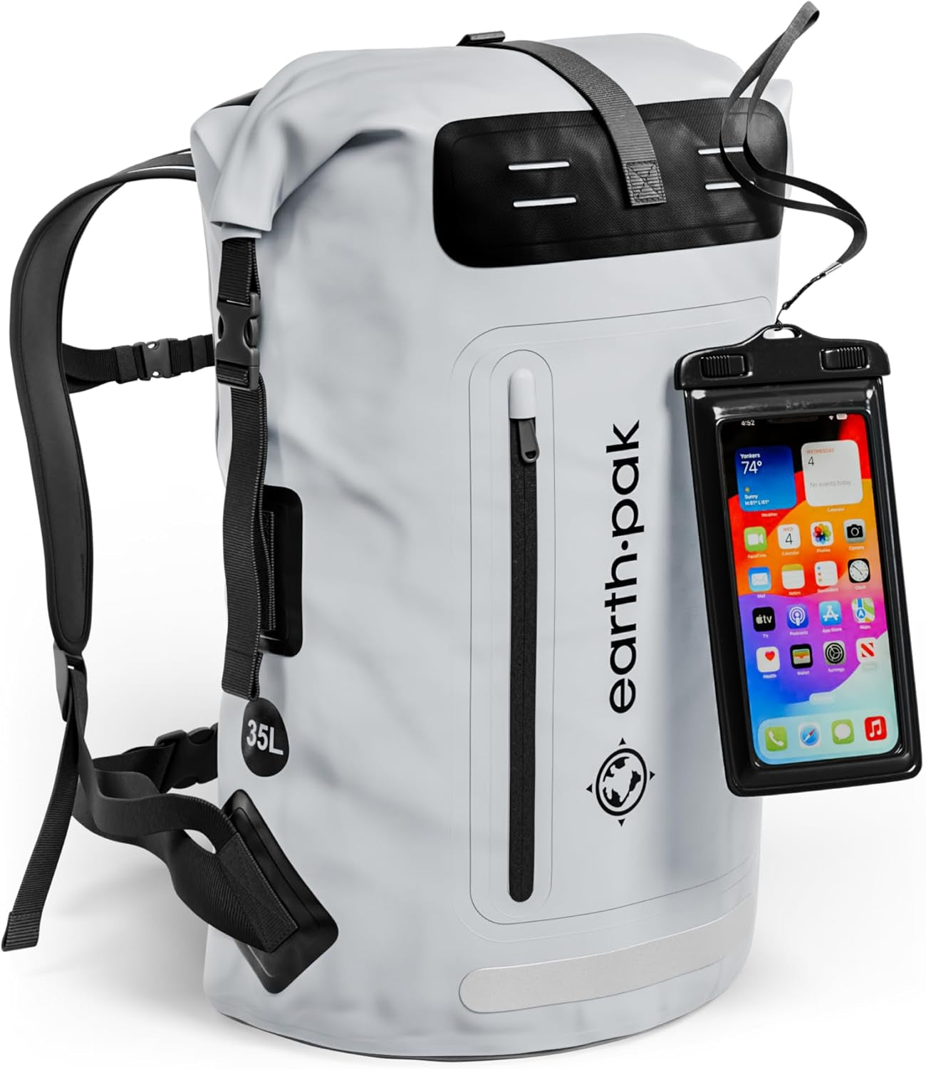 Waterproof Backpack - Heavy Duty Hiking Backpack - Roll-Top Closure Bag - Cushioned Dry Bag Waterproof Phone Case