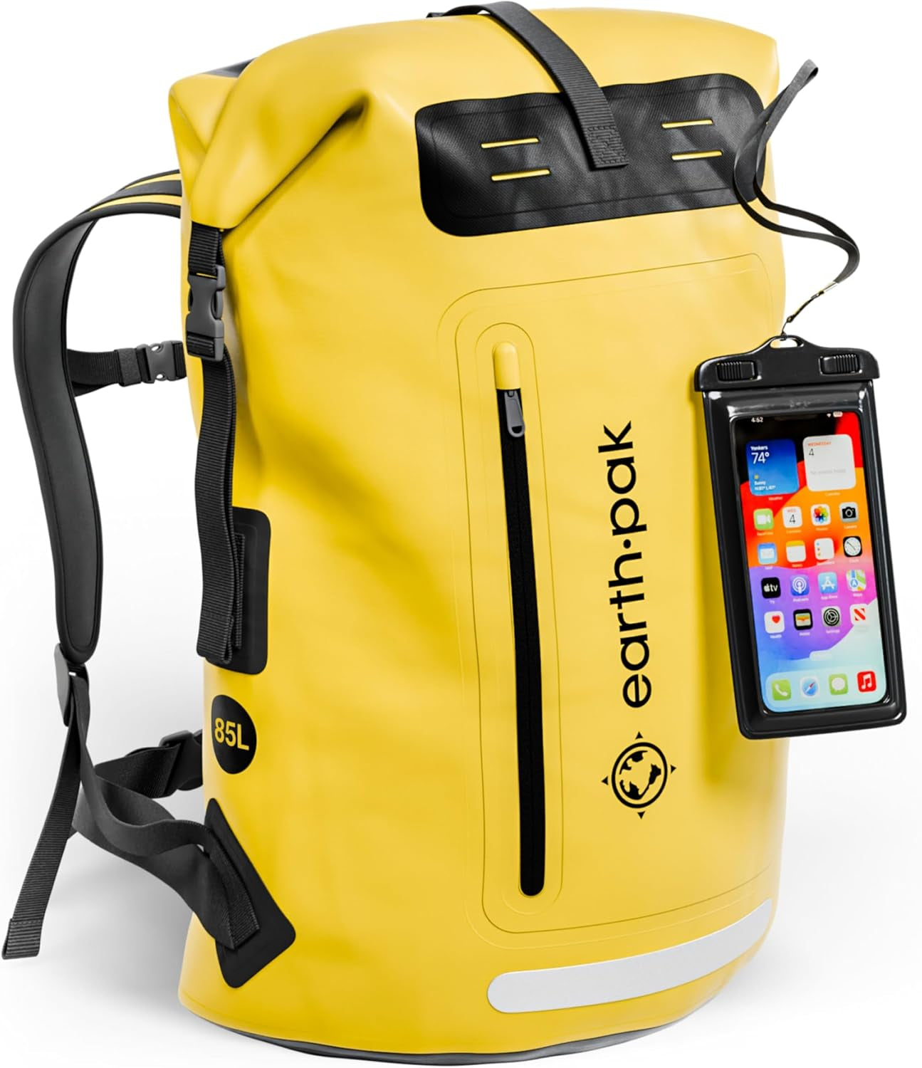 Waterproof Backpack - Heavy Duty Hiking Backpack - Roll-Top Closure Bag - Cushioned Dry Bag Waterproof Phone Case