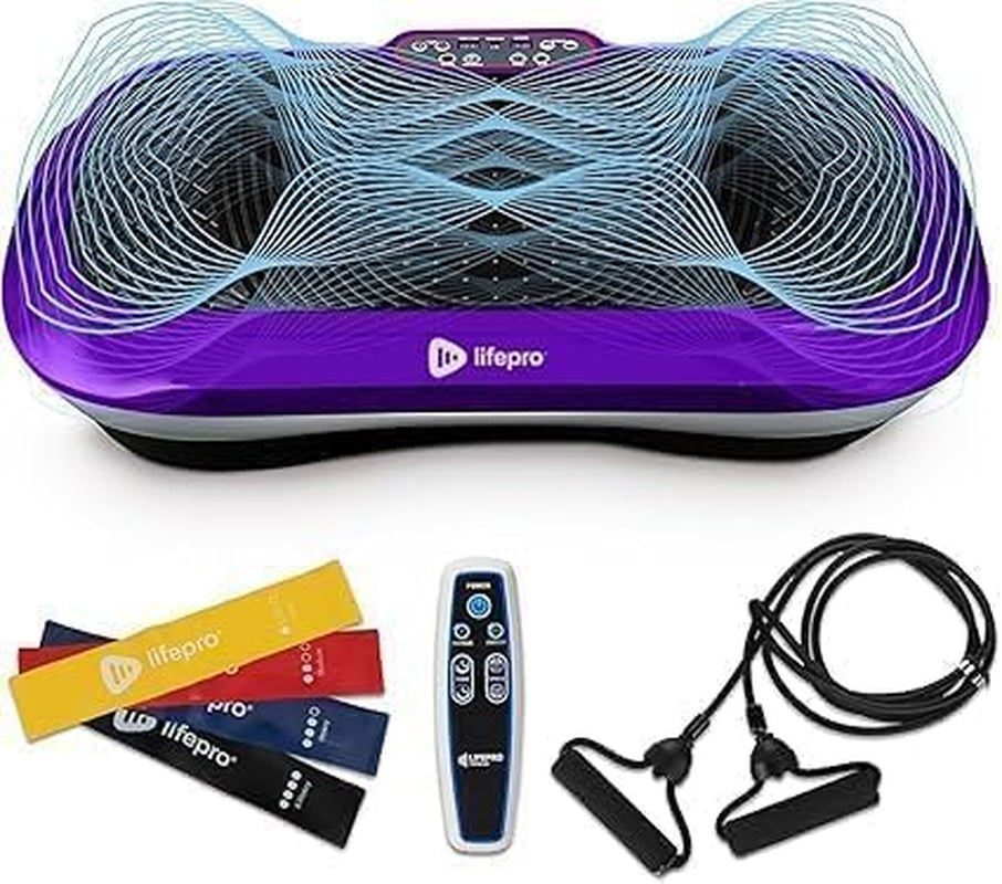 Waver Vibration Plate Exercise Machine for Lymphatic Drainage, Muscle Activation, Full-Body Workout Vibrating Platform with Loop Bands, Fitness Equipment for Strength Toning & Fat Loss