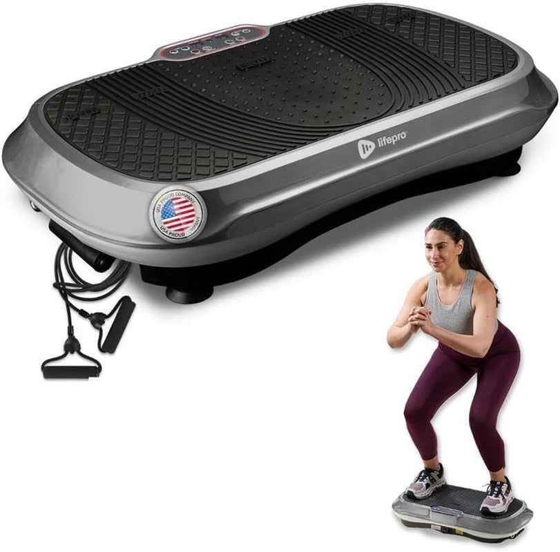Waver Vibration Plate Exercise Machine for Lymphatic Drainage, Muscle Activation, Full-Body Workout Vibrating Platform with Loop Bands, Fitness Equipment for Strength Toning & Fat Loss