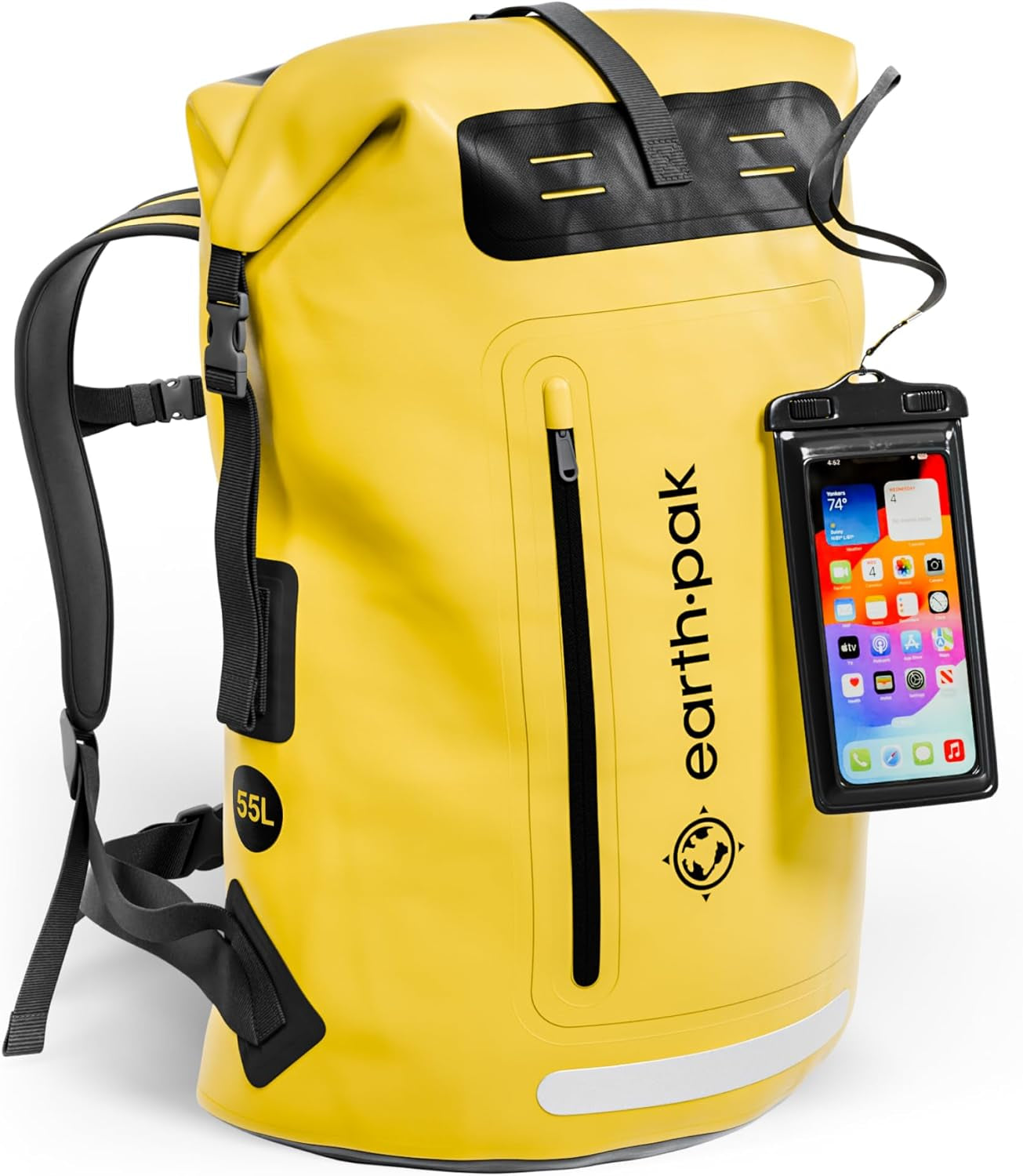 Waterproof Backpack - Heavy Duty Hiking Backpack - Roll-Top Closure Bag - Cushioned Dry Bag Waterproof Phone Case