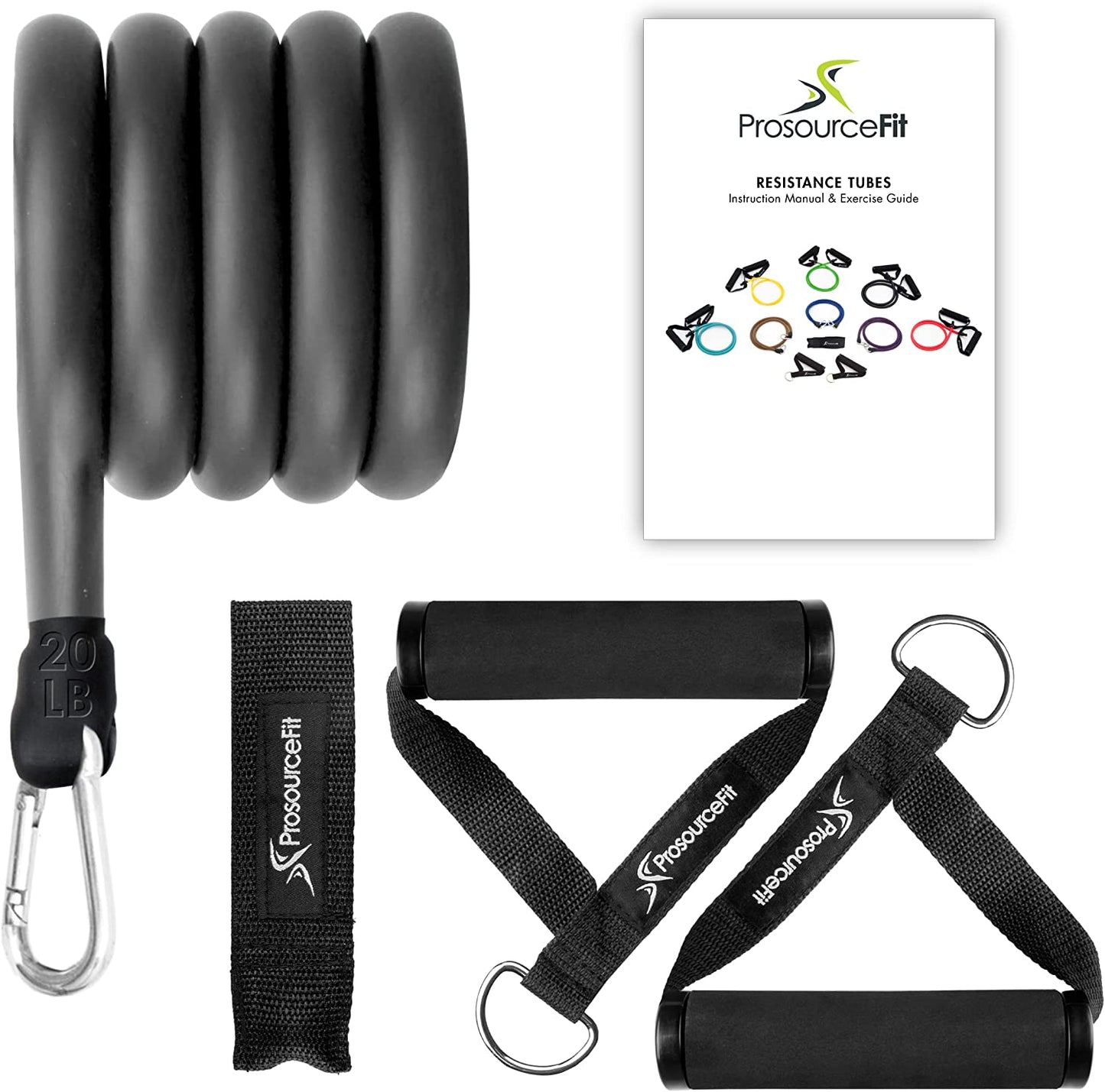 Tube Resistance Bands Set 2 - 20 LB with Attached Handles, Door Anchor and Exercise Guide Full-Body Exercises and Home Workouts
