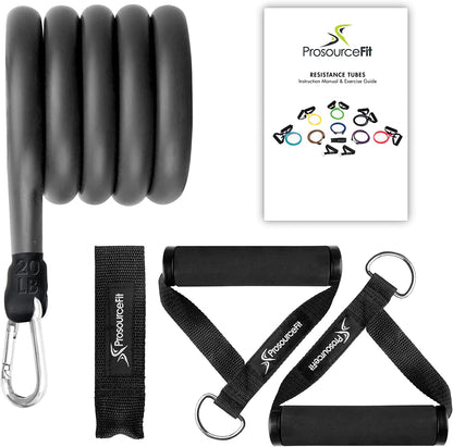 Tube Resistance Bands Set 2 - 20 LB with Attached Handles, Door Anchor and Exercise Guide Full-Body Exercises and Home Workouts